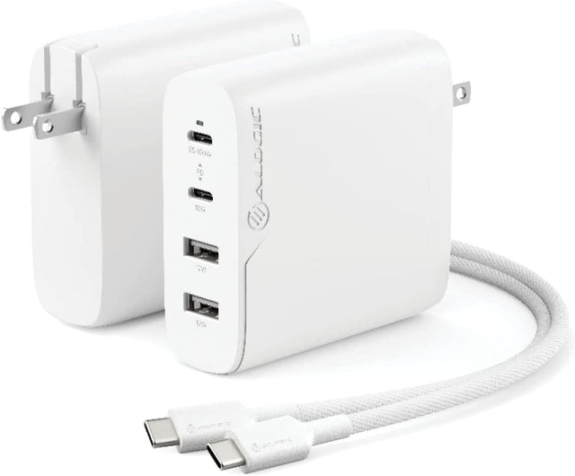 ALOGIC 100W 4-Port PD USB C Wall Charger with GaN Fast Tech, 2 USB-C, 2 USB-A, Dynamic Power Allocation, Power Delivery 3.0 Charger for MacBook, M1 Mac, XPS, iPad Pro, iPhone, Galaxy & More - Dealtargets.com