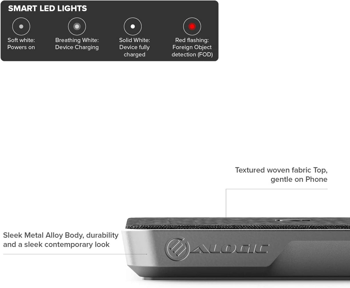 ALOGIC 10W Ultra Power Wireless Charging Pad for iPhone 13/13 Pro/Max/13 Mini/iPhone 12/12 Pro/Max/Mini, AirPods/AirPods Pro, Galaxy Note 20 / Ultra / S20 / S10+ and Qi Enabled Devices. - Dealtargets.com