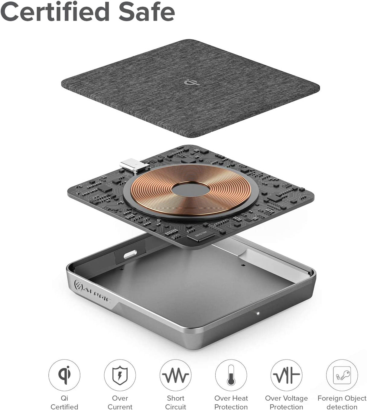 ALOGIC 10W Ultra Power Wireless Charging Pad for iPhone 13/13 Pro/Max/13 Mini/iPhone 12/12 Pro/Max/Mini, AirPods/AirPods Pro, Galaxy Note 20 / Ultra / S20 / S10+ and Qi Enabled Devices. - Dealtargets.com