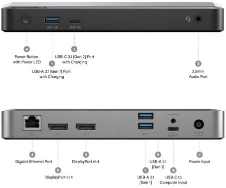 ALOGIC (8 in 1) MX2 USB-C Dual Display 4K@60Hz DisplayPort Alt. Mode Docking Station – with 65W Power Delivery - Dealtargets.com