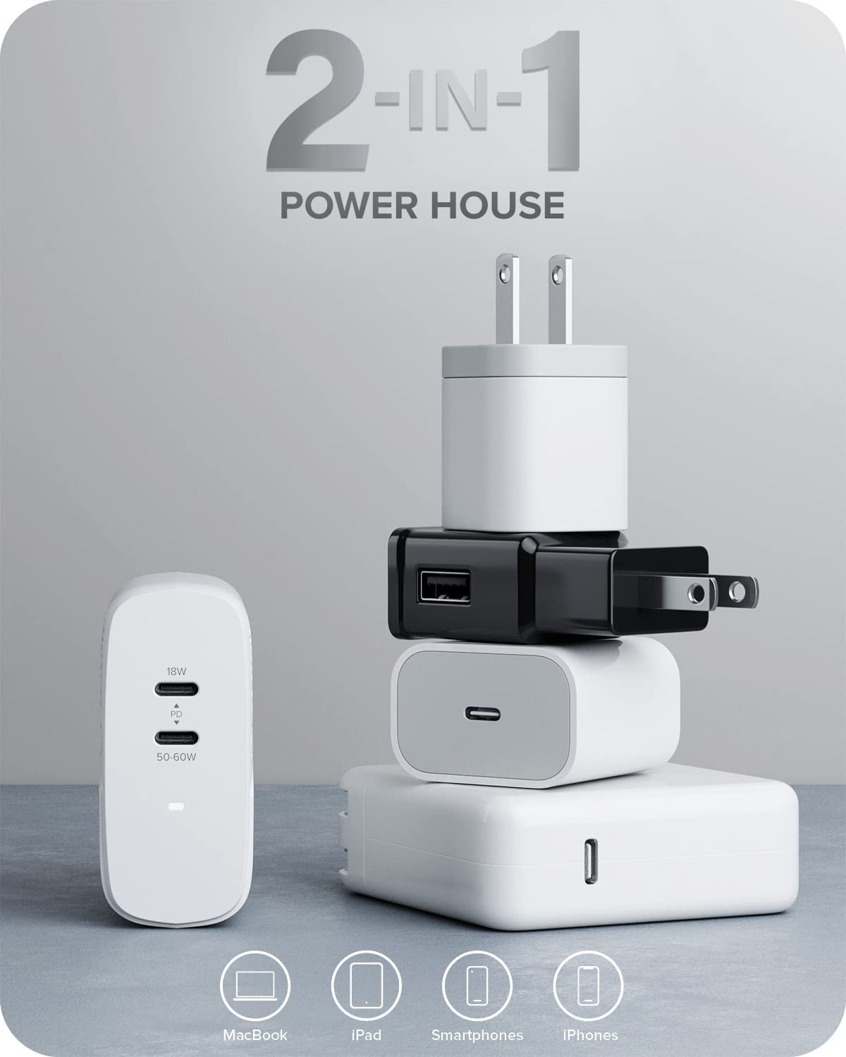 ALOGIC Dual USB C Wall Charger 68W 2-Port Fast Charger with GaN Fast Tech & Dynamic Power Allocation,PD 3.0 Charger for MacBook/M1 Mac,XPS,iPad Pro,iPhone 13/13 Pro/Max/13 Mini,Galaxy & More - Dealtargets.com