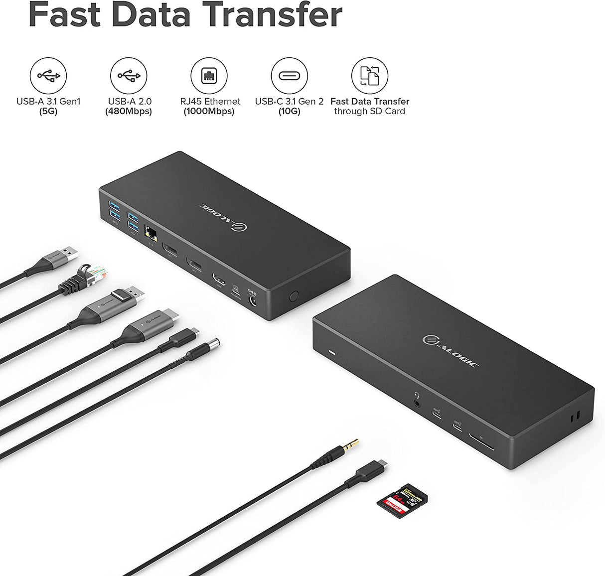 ALOGIC MA3-Triple Display Docking Station, USB-C Dock with 100W PD (Laptop Charging), 2xDisplayPort, HDMI, 2xUSB-C 3.1 Gen 2,2xUSB-A 3.1 Gen1,2xUSB-A 2.0,Audio Jack,Ethernet,SD Card Reader. - Dealtargets.com