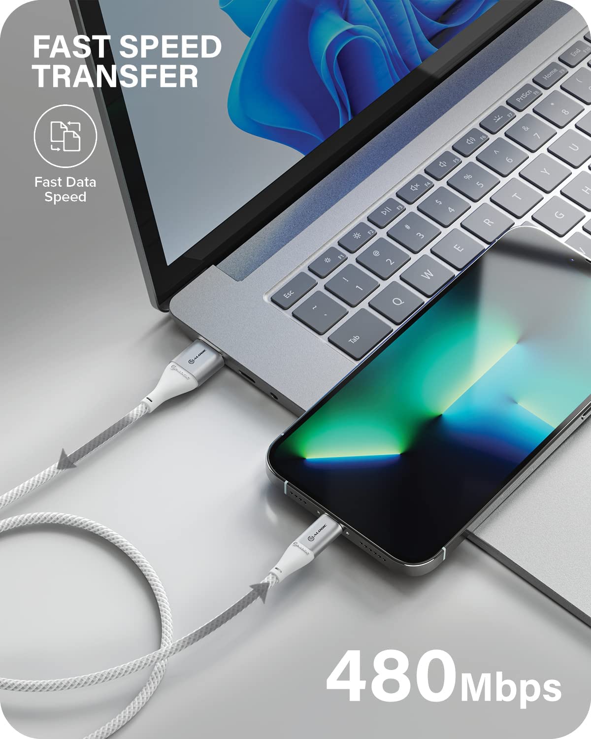 Alogic ULA8P1.5-SLV 1.5 m Super Ultra USB-A to Lightning Cable Silver - Dealtargets.com