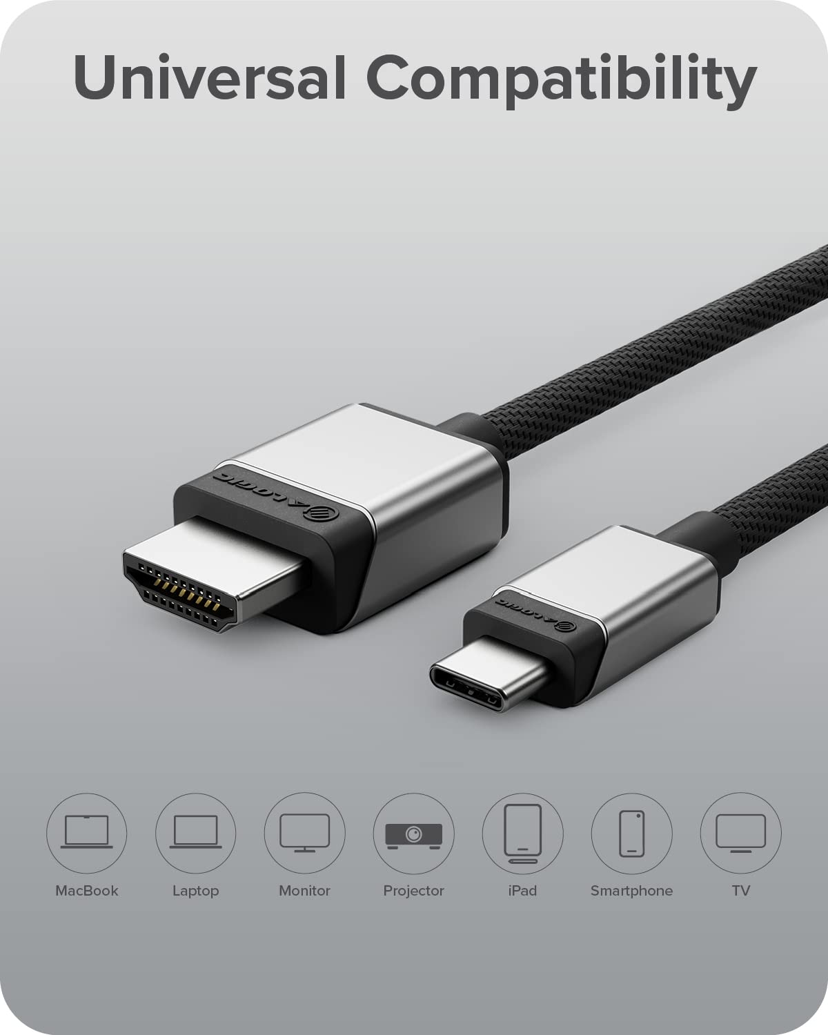 ALOGIC Ultra USB-C to HDMI Cable, 4K External Display, 100W Power Delivery, Premium Quality, Nylon Braided Cable with Metal housing, Compatible with Windows, Mac, and Chromebook. 2.0 Meters - Dealtargets.com