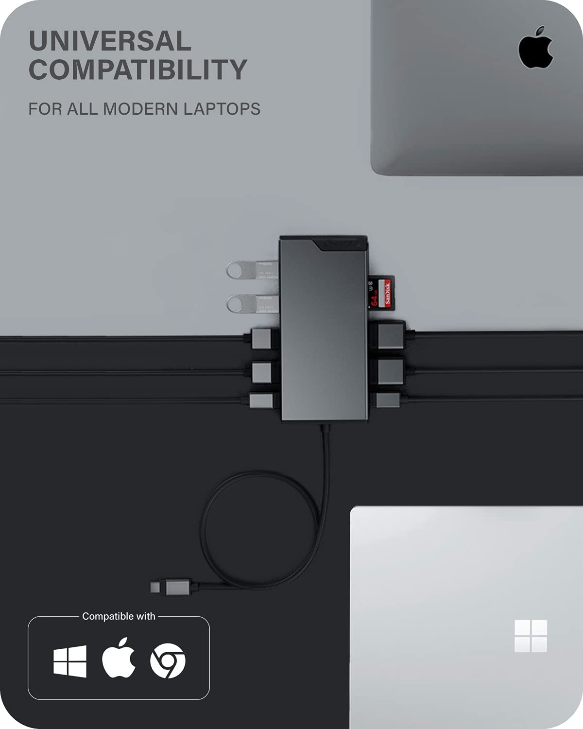 ALOGIC USB-C 12-in-1 Mini Docking Station, Dual Display, 2xHDMI, 1xVGA, 100W PD, 2xUSB-C, 2xUSB-A 2.0, 2xUSB-A 3.0, RJ45, 1x SD/TF Port, MacBook/Surface & Other USB-C Devices Compatible. - Dealtargets.com