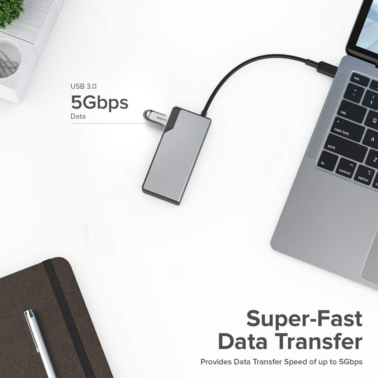 ALOGIC USB-C Fusion Swift Hub, 4-in-1 Type C Adapter, USB A 3.0 Data Rate of 5Gbps, Compatible with MacBook Pro/Air and iPad Pro/Air - Dealtargets.com