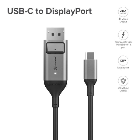 ALOGIC USB C to DisplayPort for Home Office, Type C to DisplayPort Cable, Supports 4K 60Hz, (Thunderbolt 3 Compatible), MacBook Pro, MacBook Air/iPad Pro, XPS and More (1m/3.3ft, Regular) 1m/3.3ft Regular - Dealtargets.com