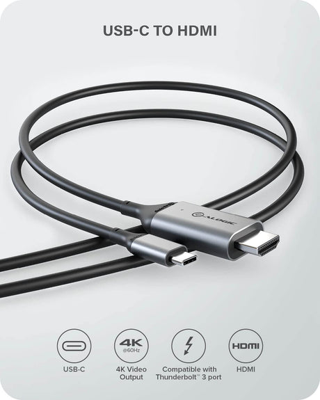 ALOGIC USB C to HDMI Cable for Home Office, 6 ft Type C to HDMI Adapter, Supports 4K 60Hz; Compatible with MacBook Pro/Air,iPad Pro, Surface Book,XPS, Samsung S10 & More (Thunderbolt 3 Compatible) 2m/6.6ft General - Dealtargets.com