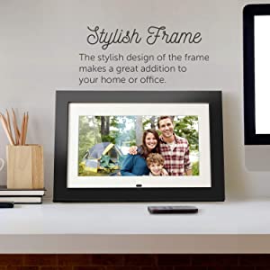 Aluratek 10" Digital Photo Frame with Matte and 4GB Built-in Memory, USB/SD/SDHC Supported, Built-in Clock & Calendar, Easy Setup 10" Black + White Matting - Dealtargets.com