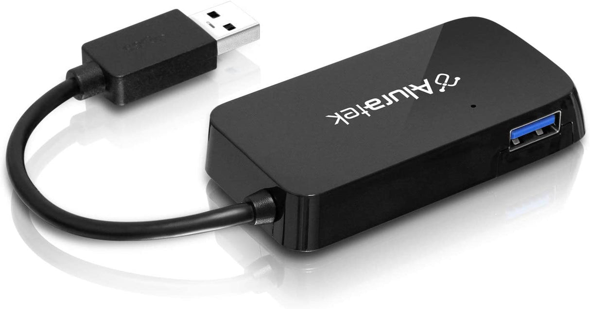 Aluratek 4-Port USB 3.0 SuperSpeed Hub with Attached Cable (AUH2304F) Original Version - Dealtargets.com