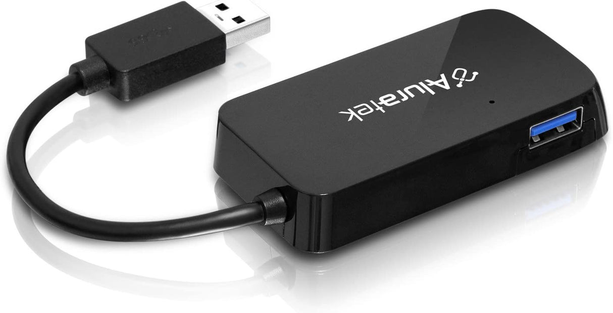 Aluratek 4-Port USB 3.0 SuperSpeed Hub with Attached Cable (AUH2304F) Original Version - Dealtargets.com