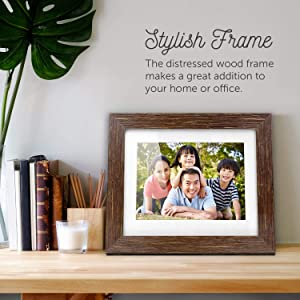 Aluratek 8” Distressed Wood Digital Photo Frame, Auto Slideshow, USB/SD/SDHC Supported, Built-in Clock & Calendar, Easy Setup 8" Wood Border Non-Wifi - Dealtargets.com