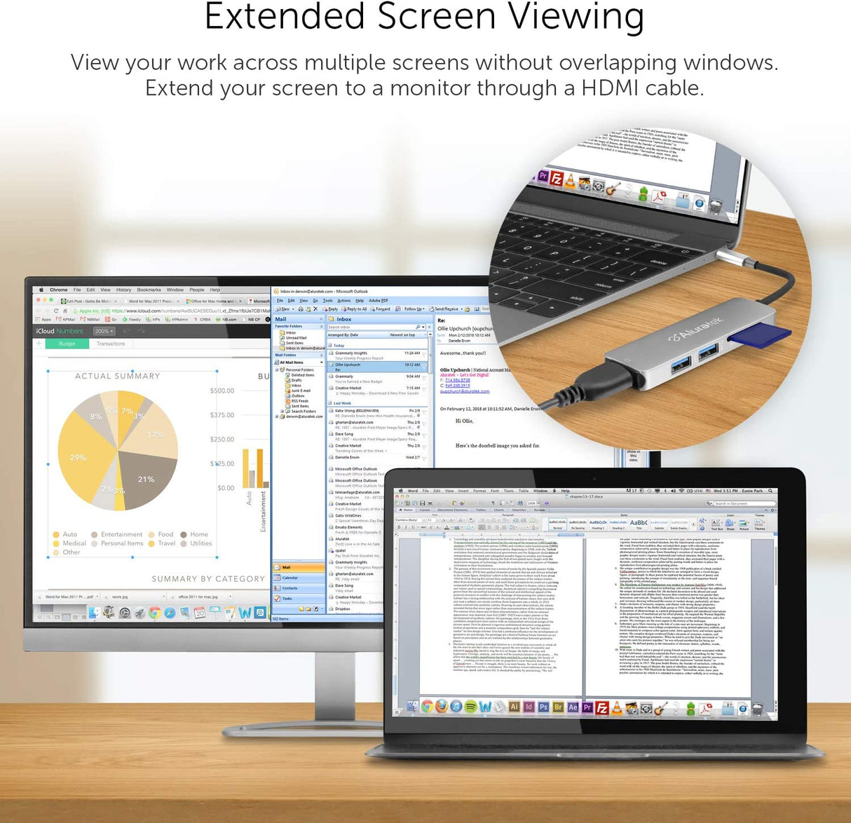 Aluratek (AUMC0302F) USB Type-C Multimedia Hub & Card Reader with HDMI - Dealtargets.com