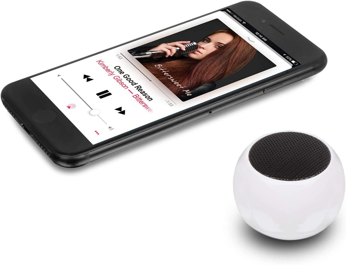 Aluratek BUMP Bluetooth Portable Wireless Indoor & Outdoor Mini Speaker with Built-in Mic (APS02F) White - Dealtargets.com
