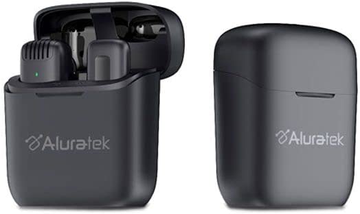 Aluratek Wireless Lightning Vlogging Lapel Microphone with Charging Case - Dealtargets.com