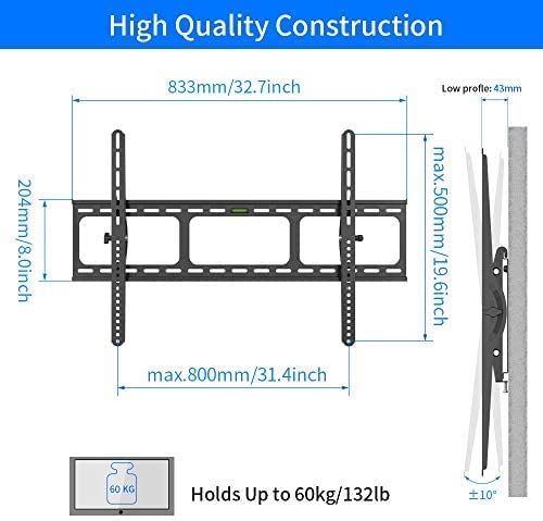 Amer Mounts Heavy Duty Low Profile Tilting Flat Panel Wall Mount, Max Panel Weight 132lbs Designed for Most of 40-100 inch LED, LCD, OLED Flat Screen Panel, Supports VESA800x500 - Dealtargets.com