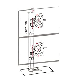 Amer mounts HYDRA Ergonomic Dual Monitor Mount (15-28 inch displays) (2 Monitor Vertical White) - Dealtargets.com