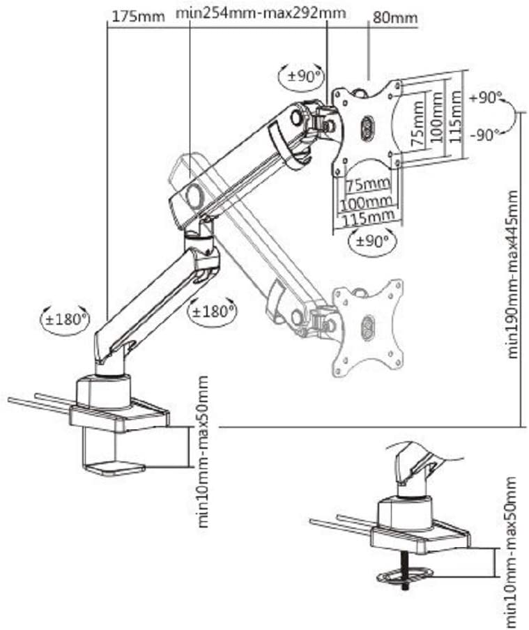 Amer Mounts | LED LCD Monitor Arm | Hydra Lift Articulating Arm | Clamp and Grommet Base | (Single 17"-32") Black - Dealtargets.com