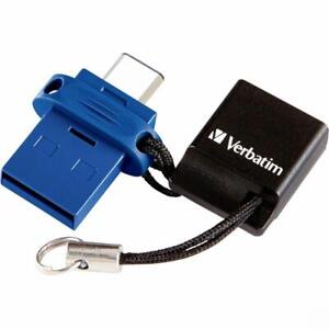 Verbatim Store  n  Go Dual 128GB USB 3.2 (Gen 1) (Type A + Type C) Flash Drive - 128 GB - USB 3.2 (Gen 1) Type A  USB 3.2 (Gen 1) Type C - Blue - Lifetime Warranty