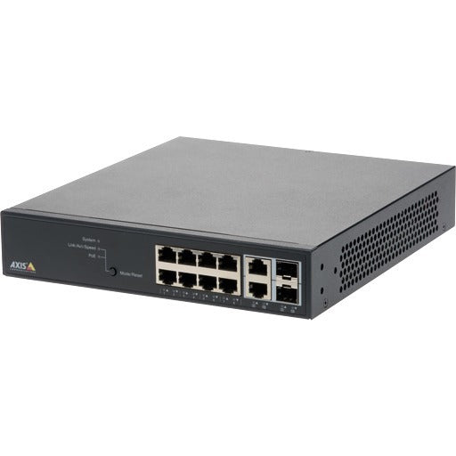 Axis Communications Switch - Managed - 8 x 10/100/1000 (PoE+) + 2 x Combo Gigabit Ethernet/Gigabit SFP - Desktop, Rack-mountable - PoE+ (130 W)