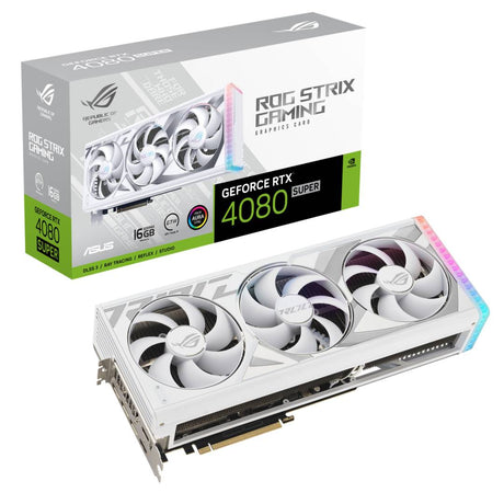 ASUS ROG Strix GeForce RTX 4080 SUPER White Edition Gaming Graphics Card (PCIe 4.0  16GB GDDR6X  DLSS 3  HDMI 2.1a  DisplayPort 1.4a  Vapor Chamber  Aura Sync) ROG-STRIX-RTX4080S-16G-WHITE