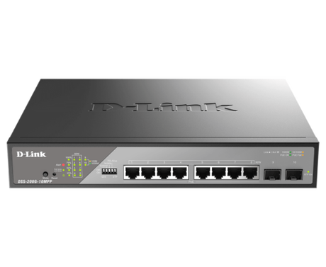 10-port Gigabit Smart Managed Surveillance Poe Switch