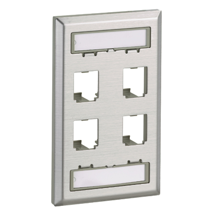 Panduit Mini-Com Stainless Steel Faceplate, 4 Port