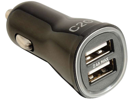 C2G 21070 Smart 2-Port USB Car Charger, 2.4A Output