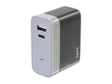 C2G 20280 2-Port USB-C + USB-A Wall Charger, 5.4A Max Output, Black