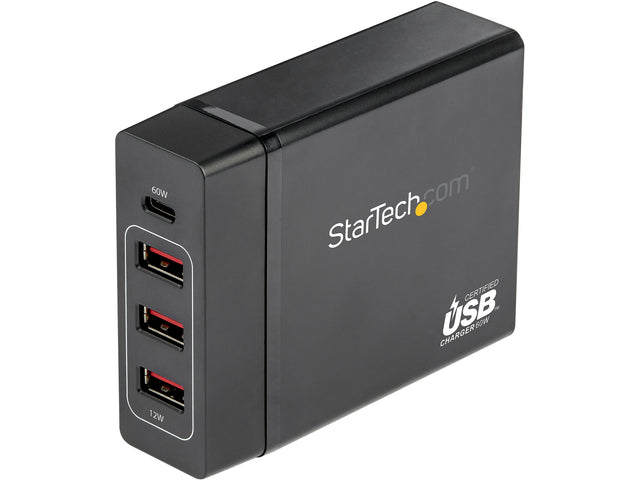 StarTech.com DCH1C3A 1 Port USB-C Desktop Charger with 60W Power Delivery - 1 x USB-C and 3 x USB-A Port Charging Station (DCH1C3A)