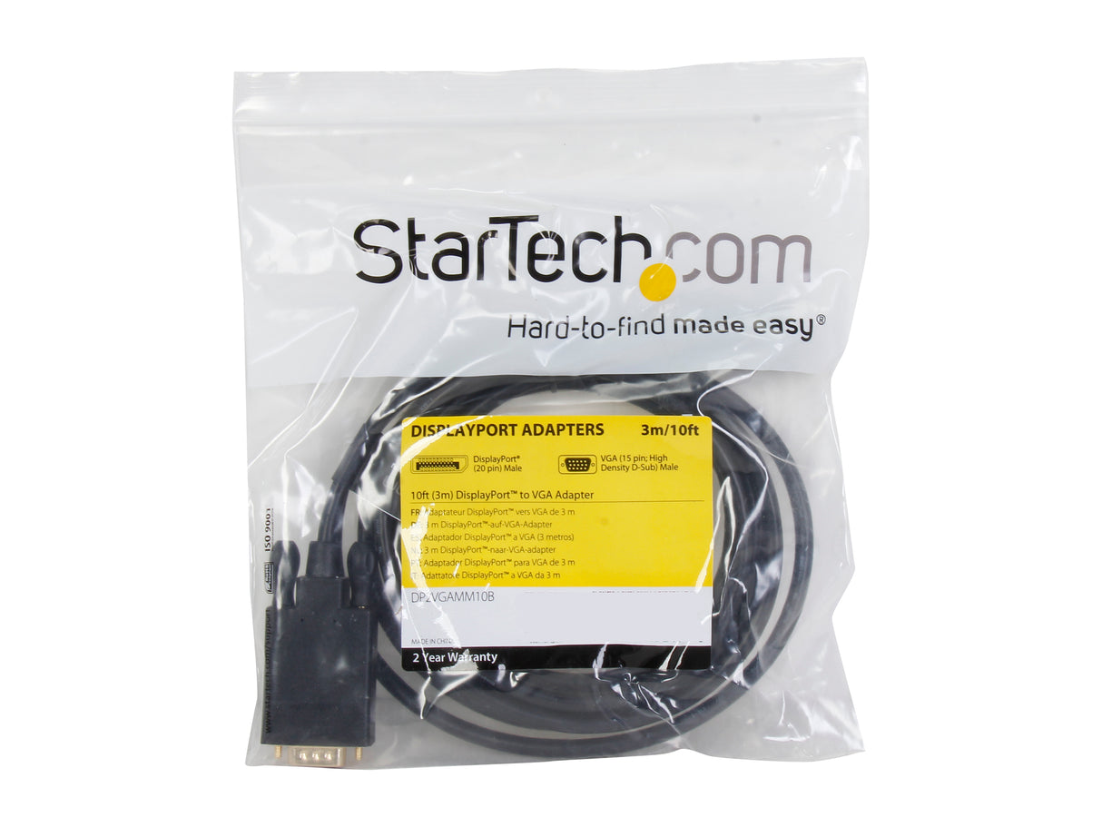 StarTech.com DP2VGAMM10B 10 ft. DisplayPort to VGA Adapter Converter Cable 1920x1200