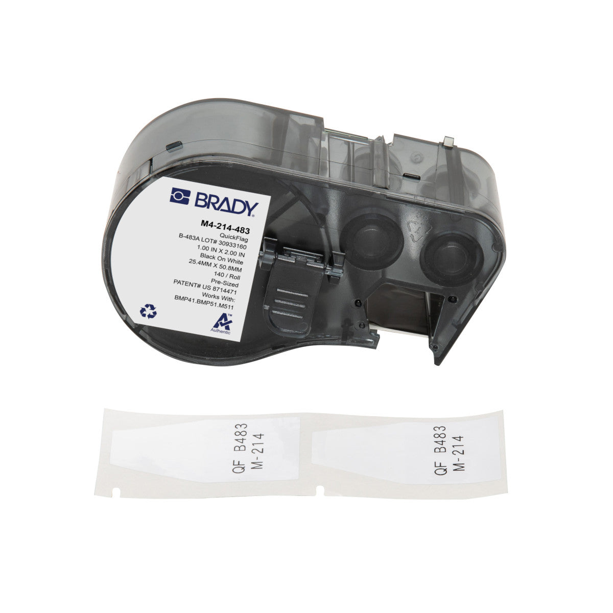 Brady QuickFlag Tapered Polyester Flag Labels With Ribbon For M4 M5 Printers - 2 X 1