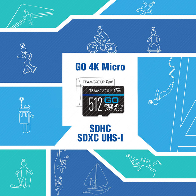 Teamgroup GO Card 1TB Micro SDXC UHS-I U3 V30 4K R/W Up To 100/90 MB/s For GoPro Action Cameras High Speed Flash Memory Card w/Adapter For Outdoor Sports 4K Shooting GoPro Insta360 TGUSDX1TU303