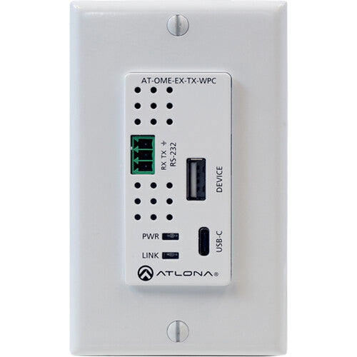 Atlona Omega single gang wall plate with USB-C Input and USB data Omega single gang wall plate with USB-C Input and USB data