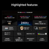 ASUS - ROG Strix 27" 4K QD-OLED 240Hz 0.03ms G-SYNC Compatible and FreeSync Premium Pro Gaming Monitor with HDR - Black