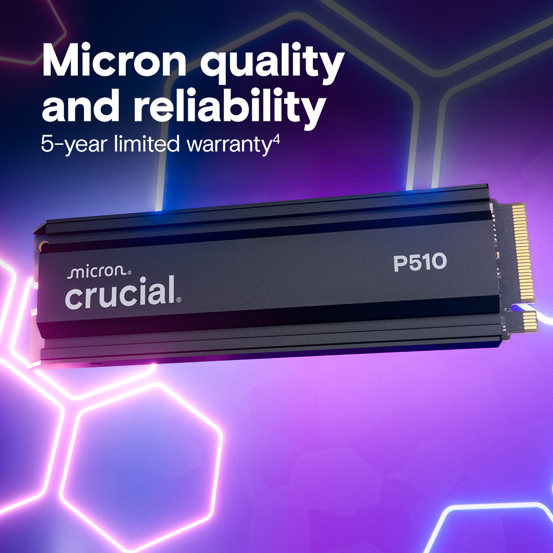 Crucial P510 2TB Gen5 NVMe SSD with Heatsink, Up to 11,000 MB/s, PCIe 5.0 M.2 2280 SSD, Internal Solid State Drive, Compatible with PS5 CT1000P510SSD5