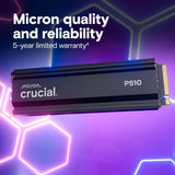 Crucial P510 2TB Gen5 NVMe SSD with Heatsink, Up to 11,000 MB/s, PCIe 5.0 M.2 2280 SSD, Internal Solid State Drive, Compatible with PS5 CT1000P510SSD5