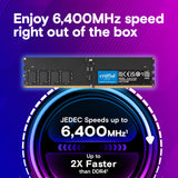 Crucial 64GB (2 x 32GB) 288-Pin PC RAM DDR5 6400 (PC5 51200) Desktop Memory Model CT2K32G64C52CU5