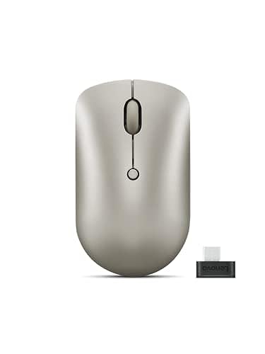Lenovo 540 Wireless Computer Mouse for PC, Laptop, Computer with Windows or Chrome OS - 2.4 GHz USB-C Wireless Pairing Receiver - Compact Size - 18-Months Battery Life - Ambidextrous -Sand