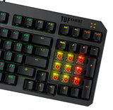 ASUS TUF Gaming K3 Gen II keyboard - compact 97-key layout, optical-mechanical RGB Red (Linear) switches, detachable top plate, and Aura Sync