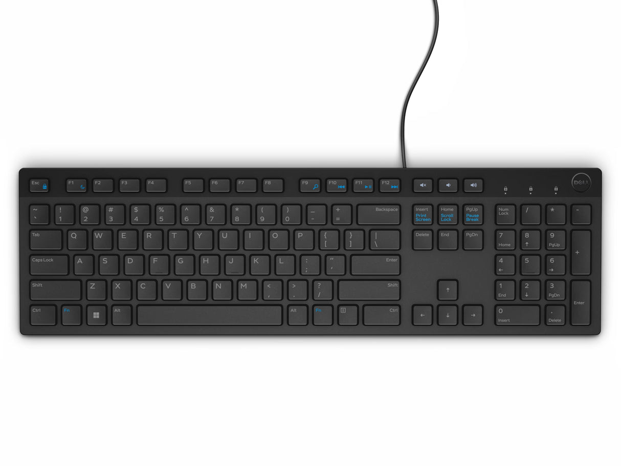 Dell Wired Keyboard and Mouse - KM300C - USB Keyboard - Black - USB Cable Mouse - Optical - 1000 dpi - 3 Button - Black - Mute, Volume Down, Volume Up Hot Key(s) - Compatible with Mac, PC