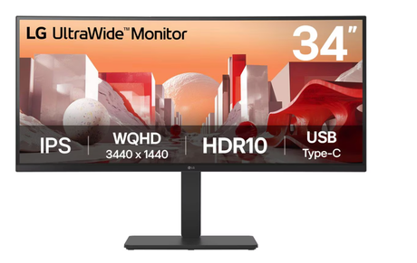 LG 34 UltraWide QHD Curved IPS Monitor with USB Type-C 34BA75QE-B
