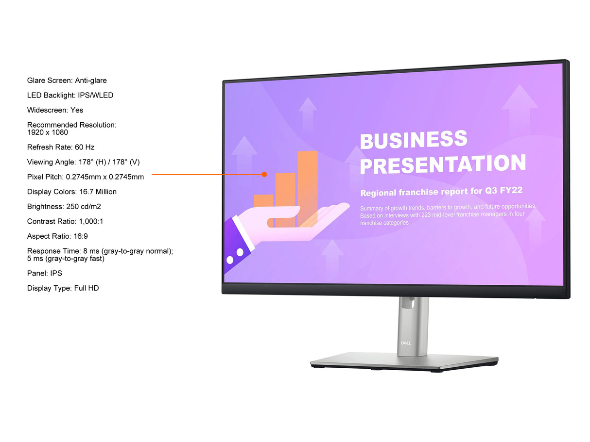 Dell P2422HE 24 (23.8 Viewable) 1920 x 1080 FHD IPS HDMI DisplayPort USB-C Tilt Swivel Height Adjust Pivot VESA LED-Backlit Monitor