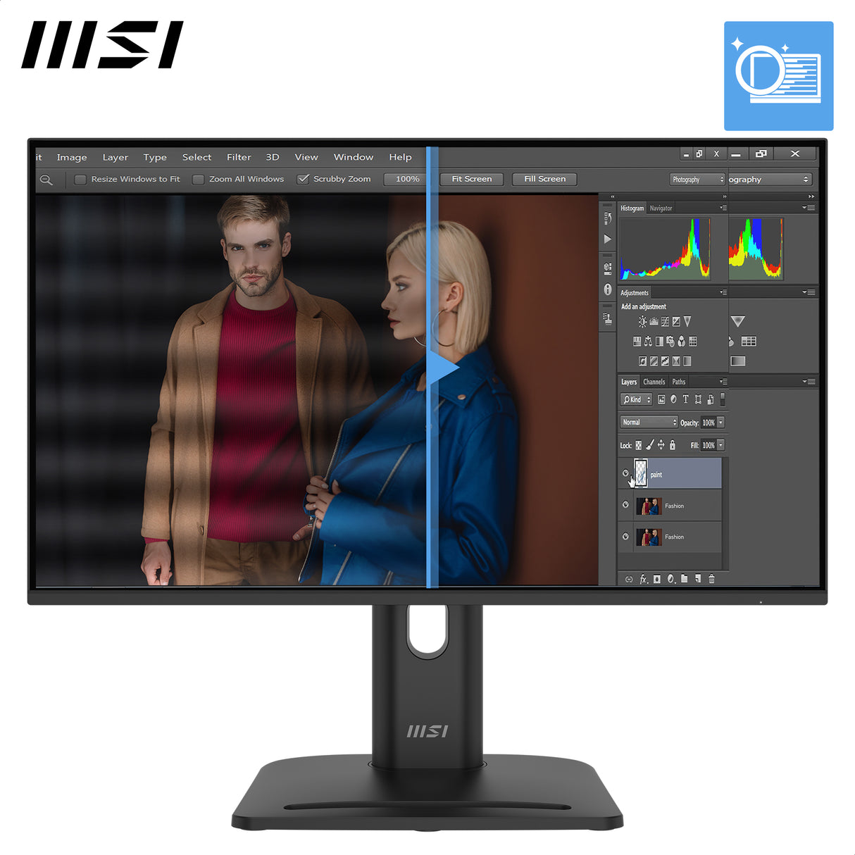 MSI PRO MP245PG E14, 23.8’ IPS, FHD, 144Hz, 4ms GTG, Height Adj. stand, Speaker
