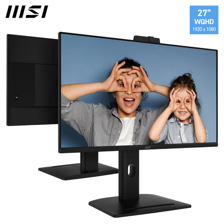 MSI PRO MP275QPDG, 27 IPS, QHD, 100hz, Height Adj. stand, Speaker, Webcam, Ethernet Interface - 1x LAN Port (1Gbps)