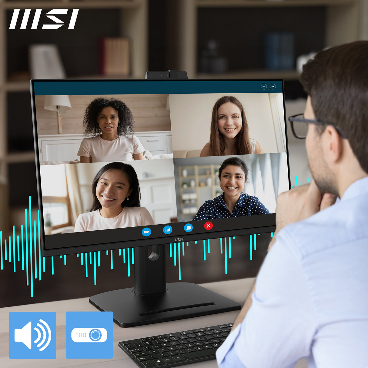 MSI PRO MP275QPDG, 27 IPS, QHD, 100hz, Height Adj. stand, Speaker, Webcam, Ethernet Interface - 1x LAN Port (1Gbps)