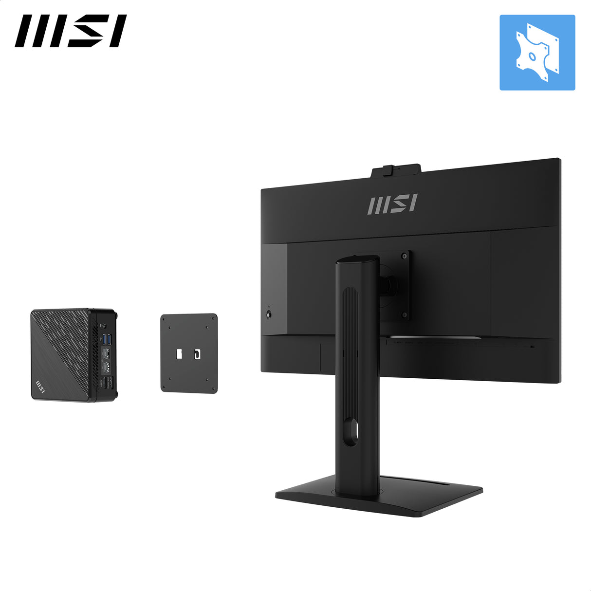 MSI PRO MP275QPDG, 27 IPS, QHD, 100hz, Height Adj. stand, Speaker, Webcam, Ethernet Interface - 1x LAN Port (1Gbps)