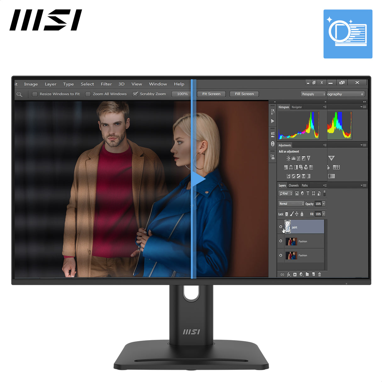 MSI PRO MP275PG E14, 27’ IPS, FHD, 144Hz, 4ms GTG, Height Adj. stand, Speaker