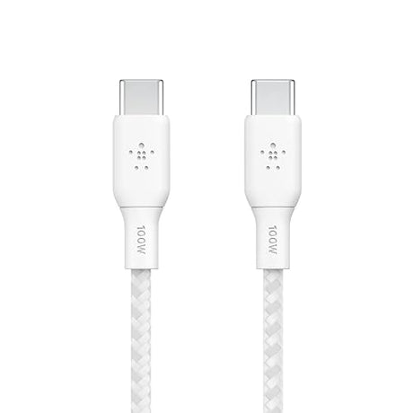 Belkin BoostCharge USB-C to USB-C Power Cable (2M, 6.6ft), Fast Charging Cable with 100W Power Delivery, USB-IF Certified, Compatible with MacBook Pro, Chromebook, Samsung Galaxy, iPad, & More - White