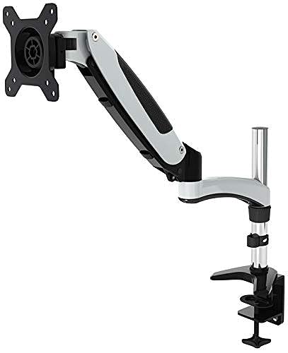 Amer Mounts | 15"-29" LED LCD Monitor Arm | Hydra1 Gas Spring Loaded Articulating Arm | Single | Clamp and Grommet Base 1 Monitor Imperial White